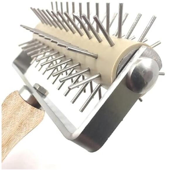 Pizza Dough Roller Docker with Wood Handle (Stainless Steel) - Picture 3 of 5